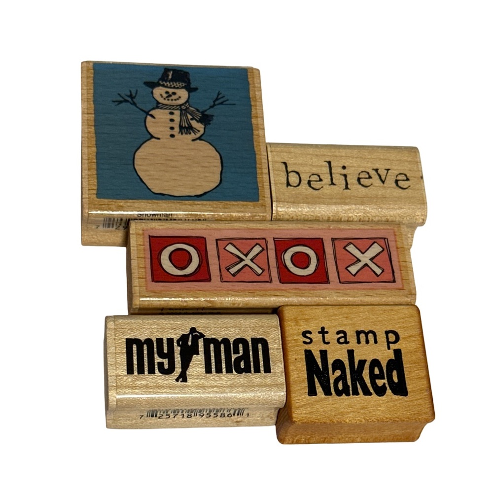 Rubber Stamp Bundle Believe Snowman Text XOXO lot